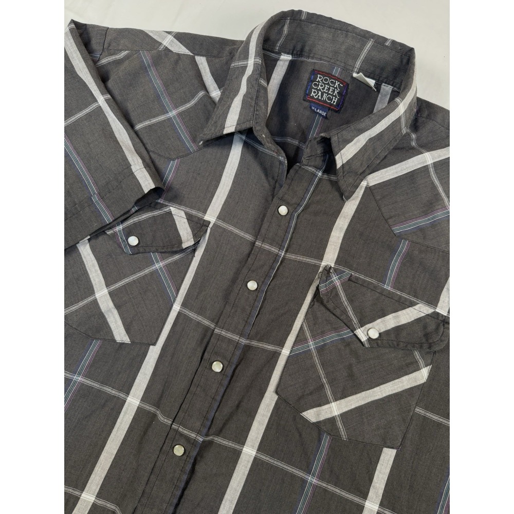 Vintage Rock‎ Creek Ranch Shirt Mens XL Plaid Western Pearl Snap